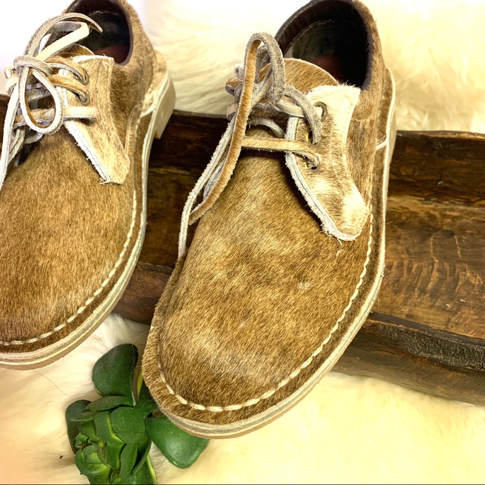 Uwezo Calf Hair Leather Oxford Shoes Desert Chukka NWOT 8